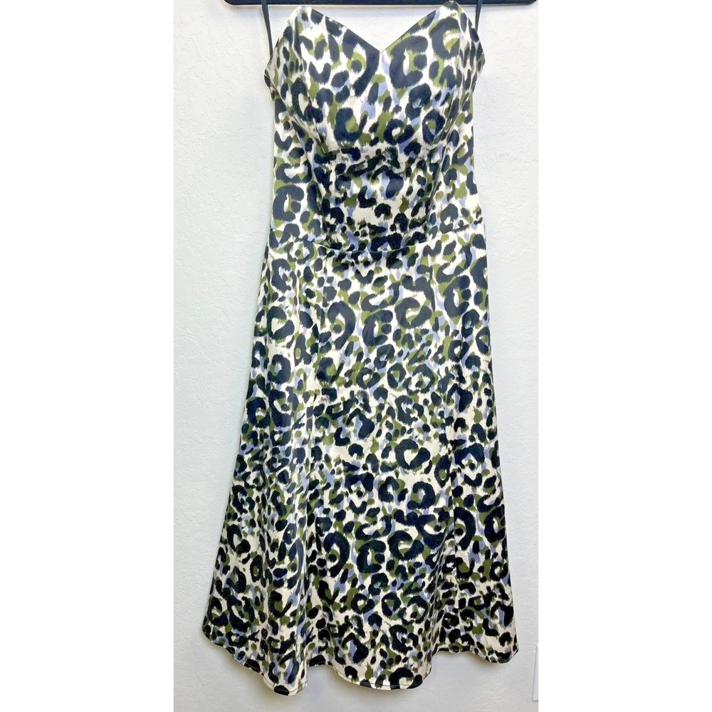 Steady Clothing Cheetah Print Strapless Midi Dress M Pinup Rockabilly Mob‎ Wife
